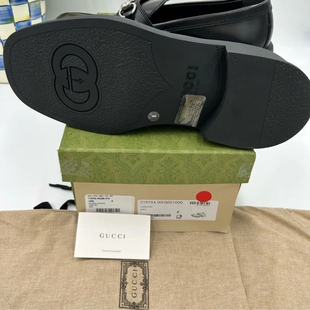 Men’s Gucci chunky horse bit loafers size 8 fits 8.5 US made in Italy